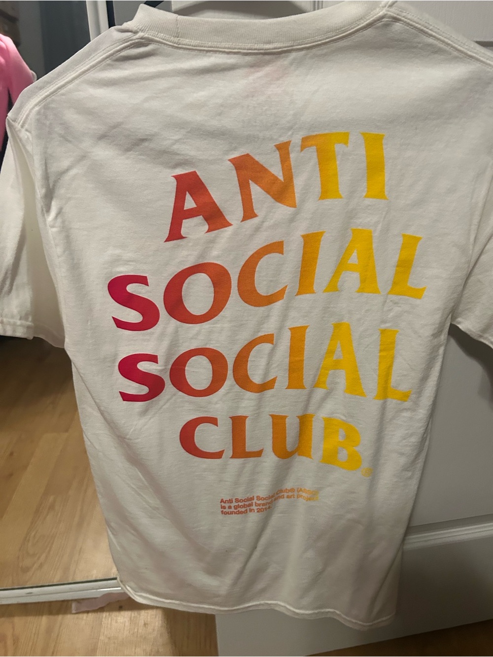 Anti Social Social Club White Tee with Red-Orange-Yellow Gradient Logo